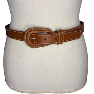 Vintage Perry Ellis Brown Leather Belt Small Thin Normcore Classic Preppy